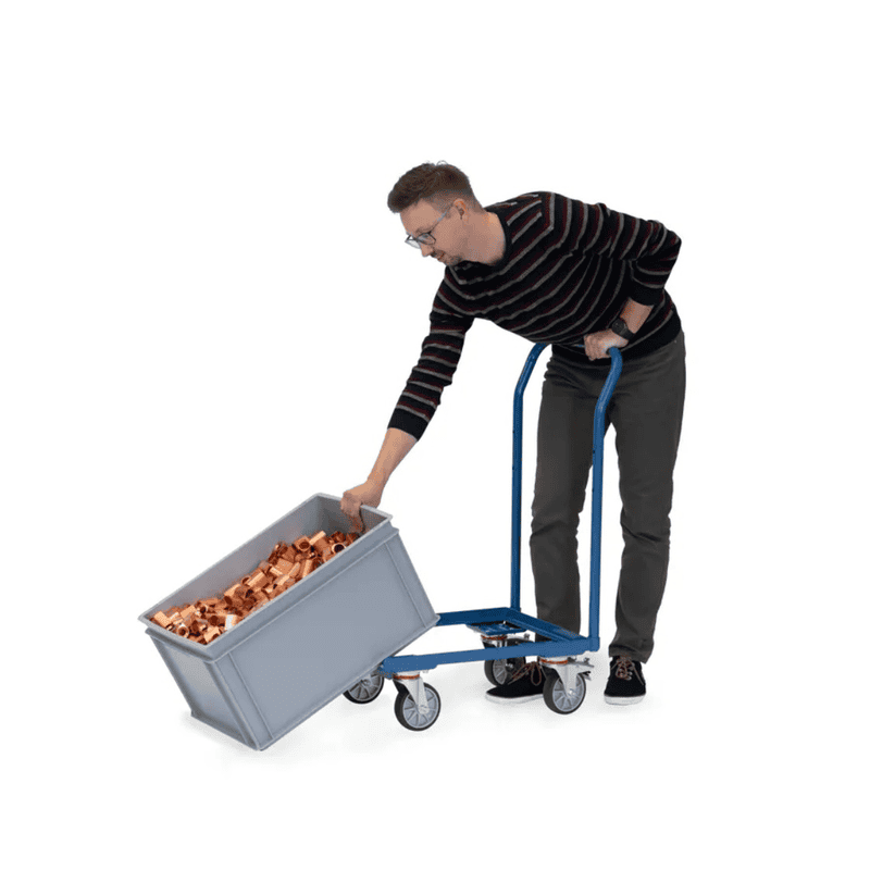 Eurokasten-Roller 250 kg, offener Rahmen, mit Rohrschiebebügel