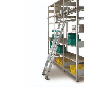 Schulte Échelle aluminium pour rayonnages, mobile, charge admissible par marche 150 kg, inclinaison de l'échelle 20˚