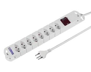 Steffen Steckdosenleiste VARIABL, T13, mit Schalter, Berührungsschutz und Haftmagnete, 5 m Kabel, weiss