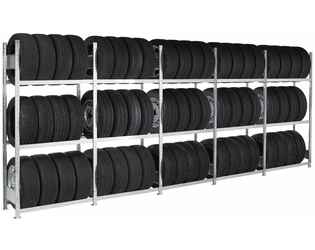 Schulte Set d’étagères pour pneus/roues pour conteneur, galvanisé, hauteur 2000 mm, charge par niveau 150 kg, pour 2 tailles de conteneurs