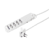 Steffen Steckdosenleiste VARIABL, 4 x T13 Steckdosen, mit Flach-Winkelstecker "SKATE", 1.5 m Kabel, weiss