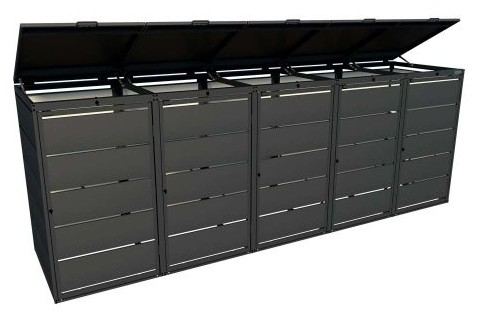 Abri pour poubelles de 240 litres, en acier galvanisé, RAL 7016, disponible en plusieurs modèles