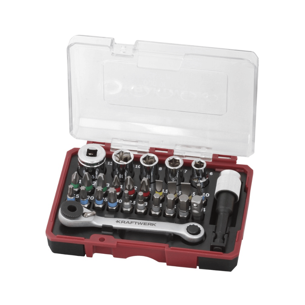 KRAFTWERK Bit-Box mit Mini-Ratschenschlüssel und S2-Stahl-Bits
