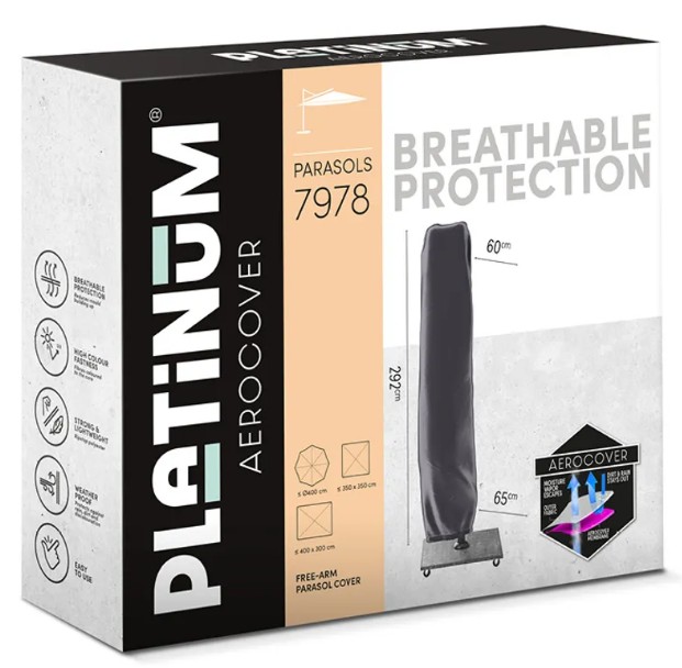 Platinum AeroCover Freiarmsonnenschirm Schutzhülle, Höhe 2920 mm, Durchmesser 600/650 mm