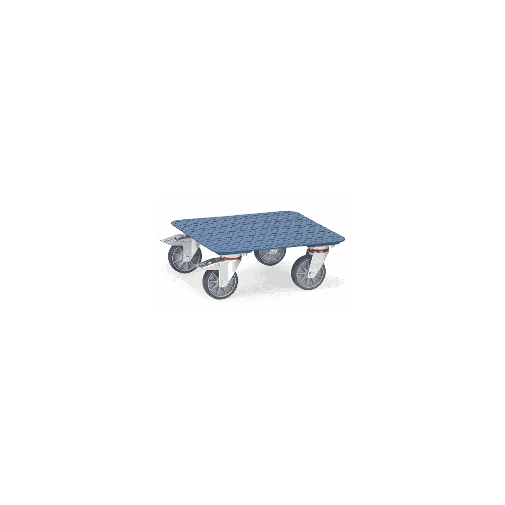 Fetra Kisten-Transportroller, blau, mit Tränenblech-Plattform, 500 x 500 x 185 mm