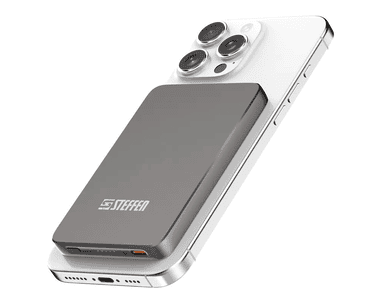Steffen Powerbank Magnetic 15 W PD+Qi, 5'000 mAh, USB-C, Qi2/MagSafe, schwarz