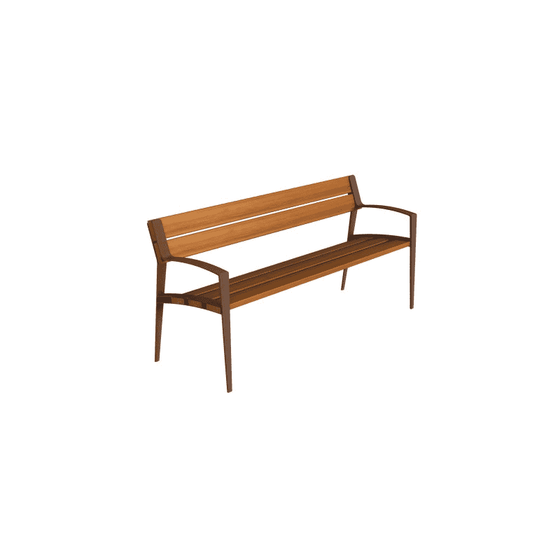 Banc public Minsk en fonte et bois, L x P x H 1800 x 570 x 800 mm, disponible en 4 couleurs