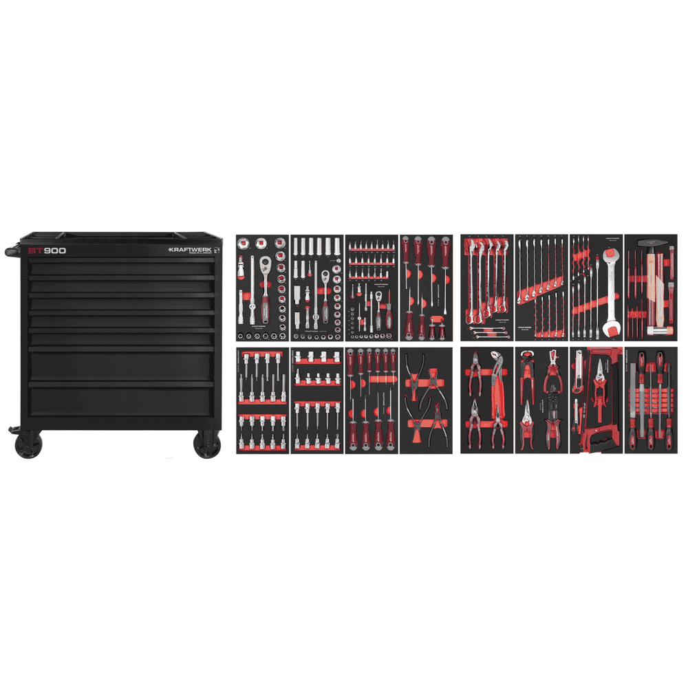 KRAFTWERK BT900 BT Line Werkstattwagen, 7 Schubladen, schwarz, 241-teilig, BxTxH 999 x 474 x 1000 mm