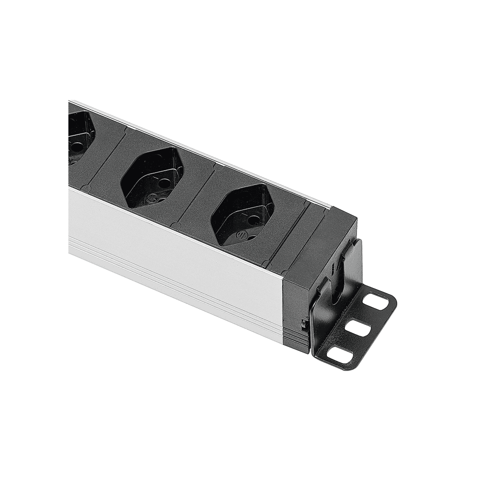 Steffen Steckdosenleiste ALU MODULAR SILVER, 7 x T13, 10 A, IP20, 3 m Kabel, mit Überspannungsschutz, silber/schwarz