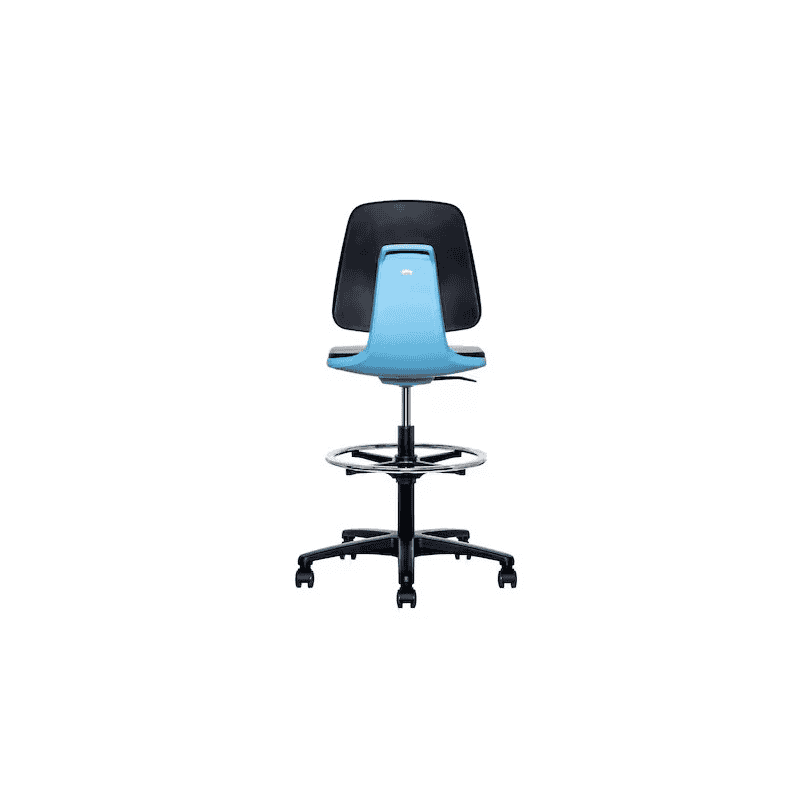 Hoch-Laborstuhl Bimos Labsit 9123 mit Kunstlederbezug, Fussring, schwarz-blau