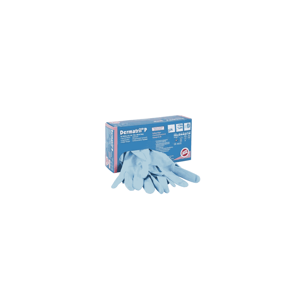 Einweghandschuhe KCL Dermatril P 743, ungepudert, blau, in diversen Grössen