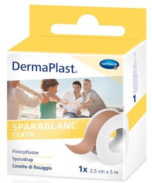 Pansement adhésif textile DermaPlast Sparablanc, 5 m x 25 mm, couleur peau
