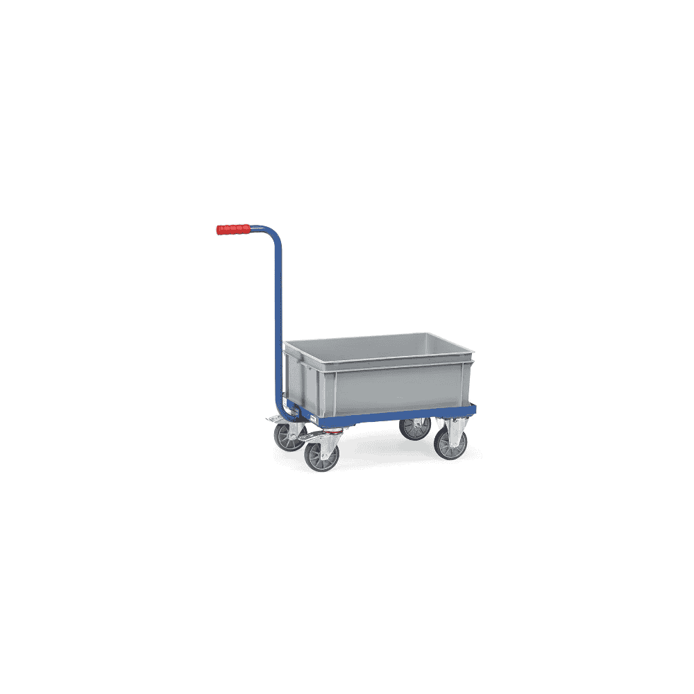 Plattformwagen mit Griff, abnehmbarem Kunststoffkasten, 890 x 410 mm