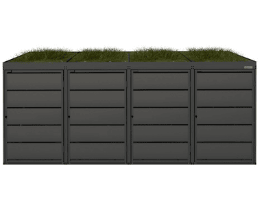 Mülltonnenbox mit Pflanzdach für 240-Liter Mülltonnen, verzinkter Stahl, Anthrazit RAL 7016, in diversen Ausführungen