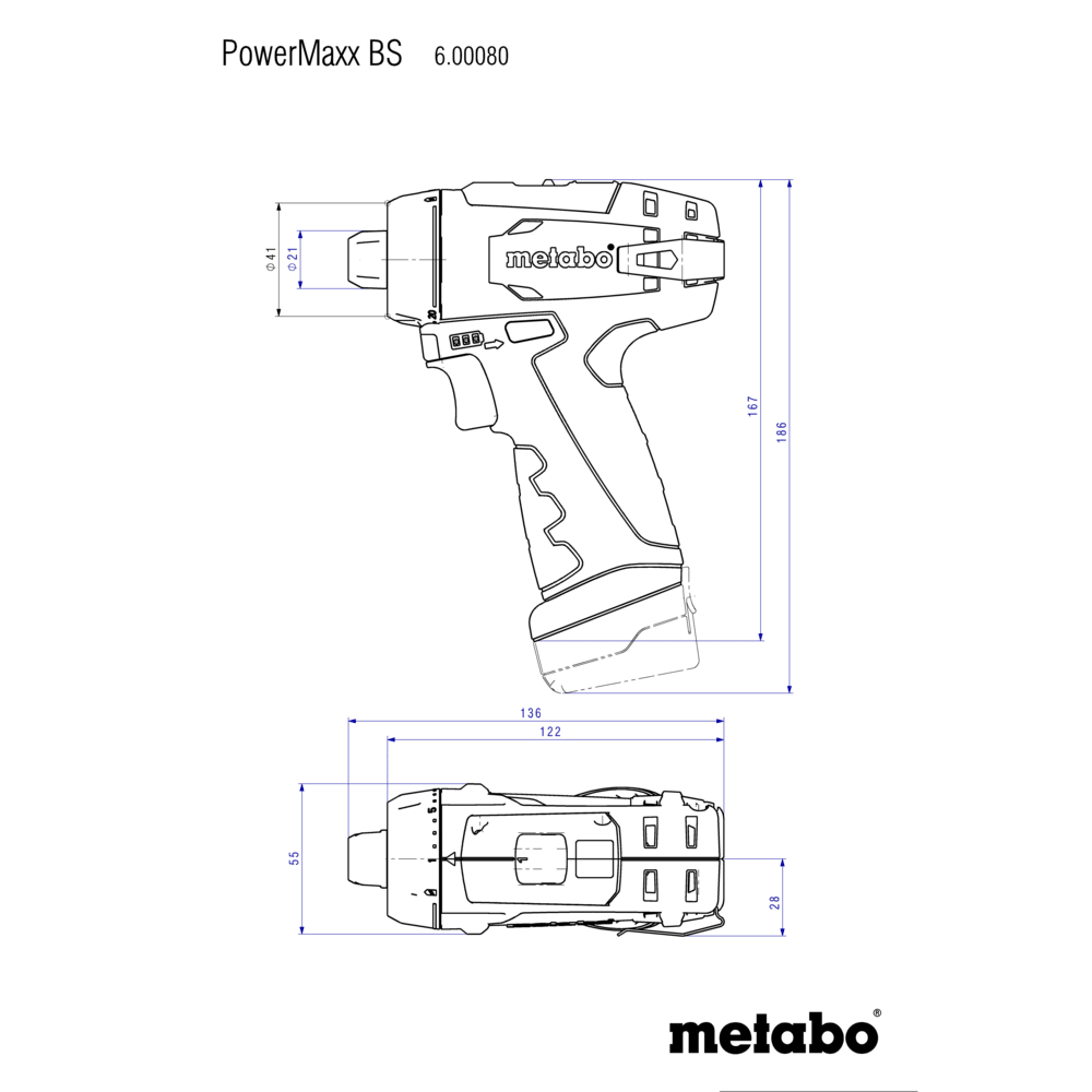 Metabo Akku-Bohrschrauber PowerMaxx BS Basic, 12 V, mit 2 x 2.0 Ah Li-POWER Akkus und Kunststoffkoffer