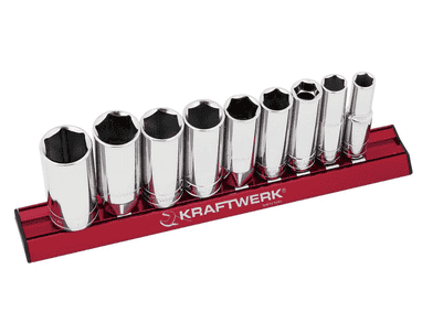KRAFTWERK PRO LINE langer Zoll-Stecknuss-Satz MAGALU 3/8", 9-teilig, S2 Qualität