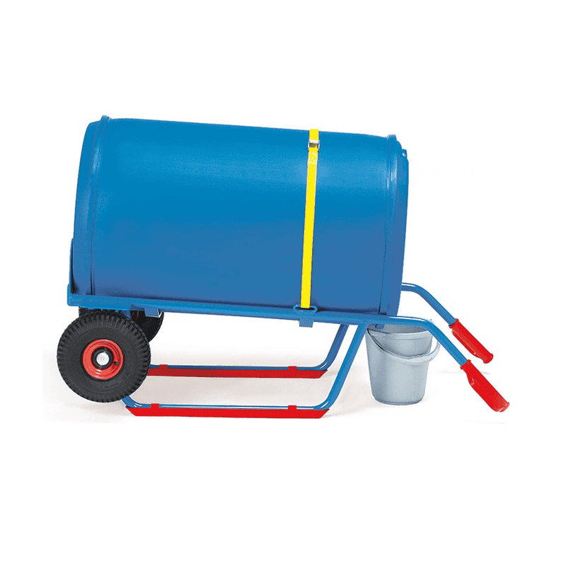 Chariot pour fûts en plastique 120-220 litres, tube en acier soudé