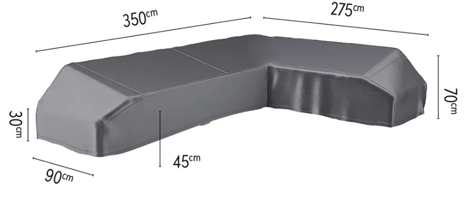 Platinum AeroCover Housse de protection Lounge en forme de L à droite, L x L x L x H 3500 x 2750 x 900 x 700 mm