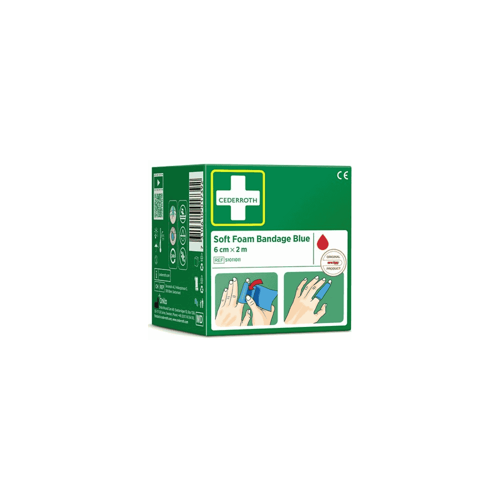 Bandage en mousse souple Bleu, Cederroth 51011011, 60 mm x 2 m