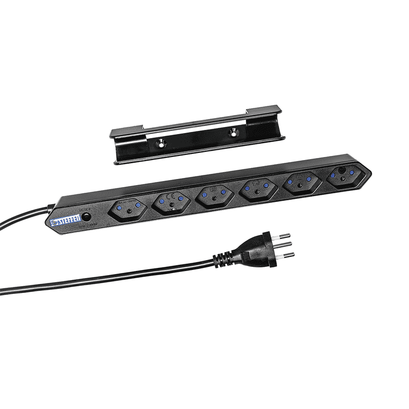Steffen Multiprise IQ, 6 x T13, 10 A, IP20, câble de 1.5 m, avec protection contre les surintensités, en deux couleurs