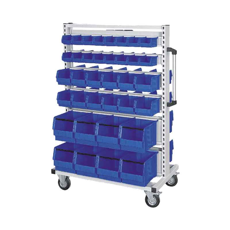 Bedrunka+Hirth Multi-Wagen, 12 x Behälterleisten inkl. Sichtlagerkästen, 990 x 610 x 1450 mm