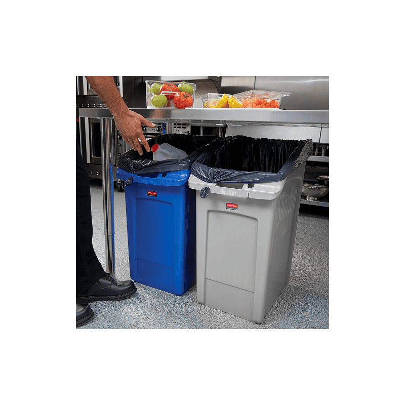 Poubelle Slim Jim sous le comptoir, gris, capacité 87 litres, 560 x 400 x 762 mm