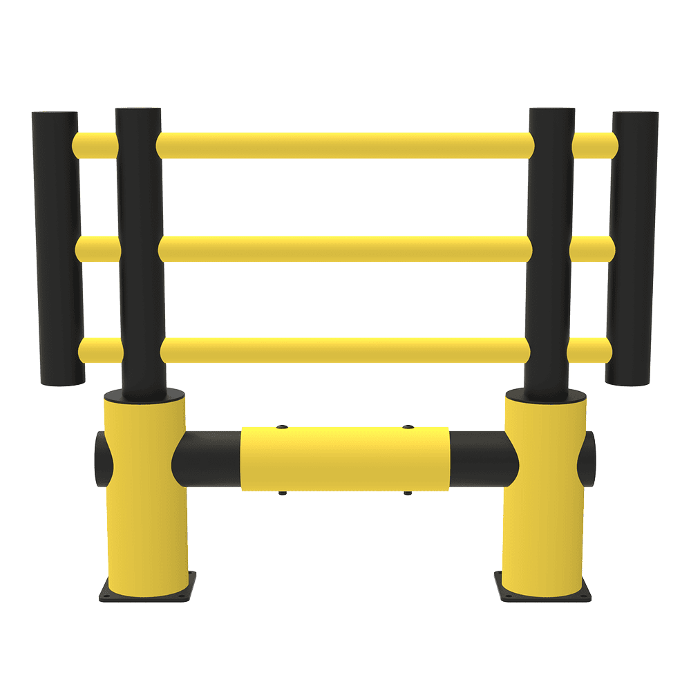 Grille de protection des machines "Kilo", hauteur 1200 mm, jaune-noir, en 3 largeurs