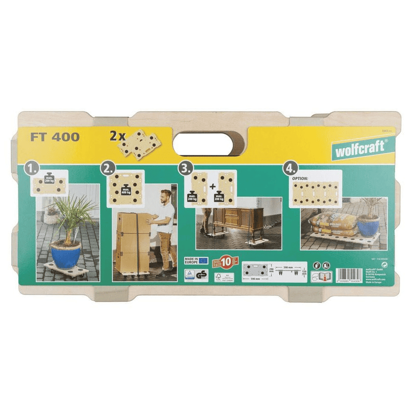 Wolfcraft Puzzle Boards Möbelroller FT 400 Birkensperrholz Tragkraft 200 Kg Naturbelassen