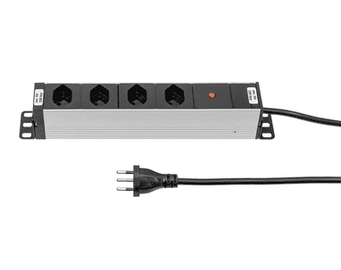 Steffen Steckdosenleiste ALU MODULAR SILVER, 4 x T13, 10 A, IP20, 3 m Kabel, silber/schwarz