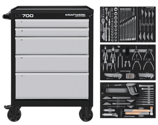 KRAFTWERK Chariot d'atelier LT700 BASIC avec 5 tiroirs, outils inclus, 173 pièces, L x P x H 719 x 474 x 1000 mm