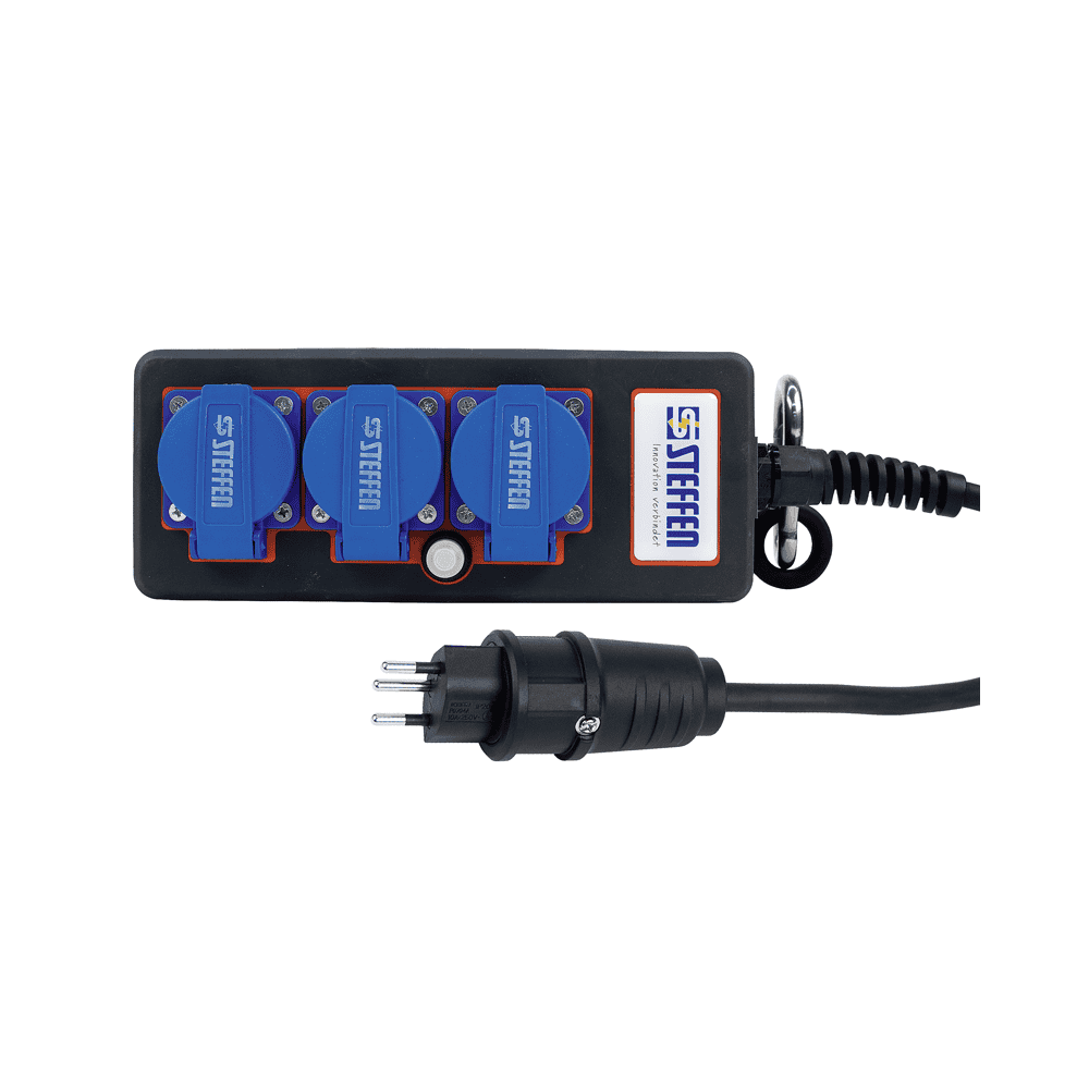 Steffen Steckdosenleiste PROFESSIONAL, T13 Steckdosen, 10 A, GdV 3 x 1.5mm², IP20, schwarz/blau, diverse Ausführungen