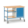 Rolltisch mit 2 Böden aus Holz und 1 Stahlschrank