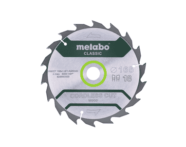Metabo Kreissägeblatt "Curdless Cut Wood - Classic" 165 x 20 mm, Z18, WZ, 20° / B