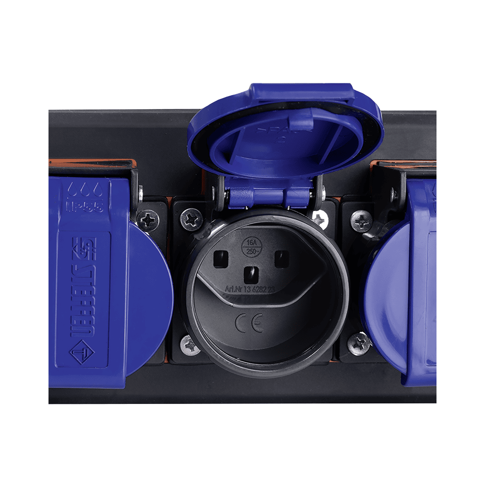 Steffen Multiprise PROFESSIONAL, prises de courant T23, 16 A, GdV 3 x 2.5 mm², IP55, noir/bleu, différents versions