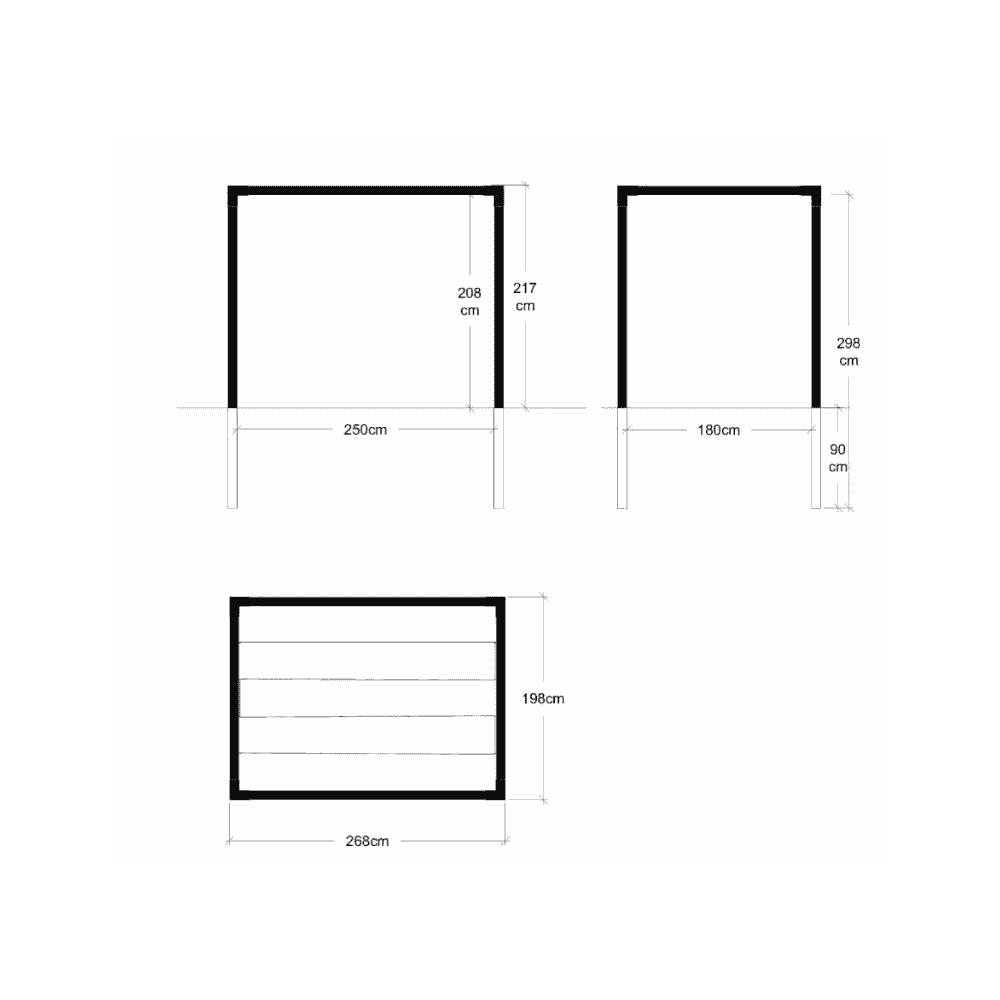 PLUS Pergola Daylife en bois, noir RAL 9005, modèle 6, L x P x H 2680 x 1980 x 2170 mm