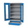 Werkstatt-Vitrinenschrank, Flügeltüren mit Plexiglaseinlage, Tiefe 500 mm, R 36-16, 980 x 500 x 1838 mm