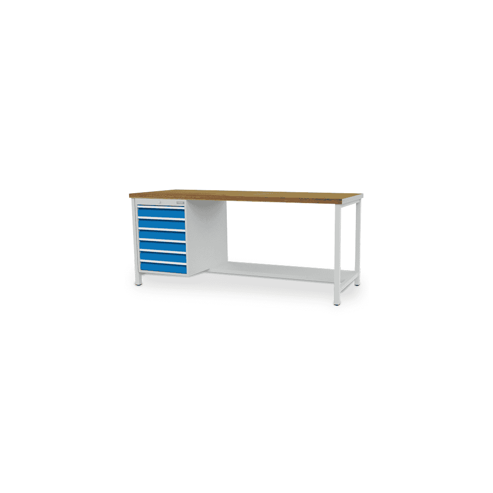 Bedrunka+Hirth Kastenwerkbank mit 6 Schubladen, R 18-24 mm, 2000 x 750 mm