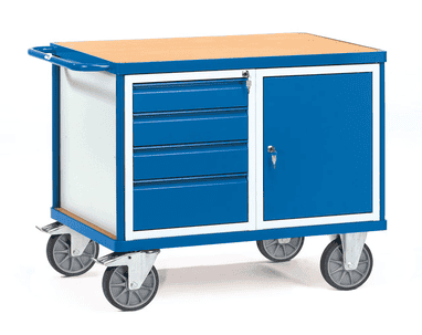 Servante d'atelier avec 1 armoire verrouillable et 4 tiroirs