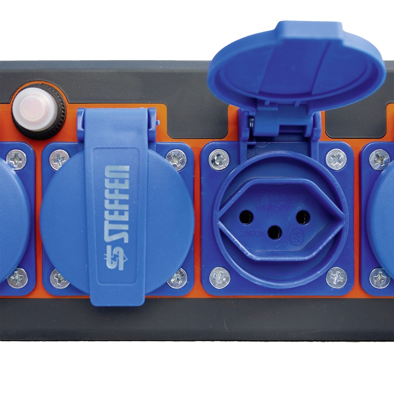 Steffen Steckdosenleiste PROFESSIONAL, T13 Steckdosen, 10 A, GdV 3 x 1.5mm², IP20, schwarz/blau, diverse Ausführungen