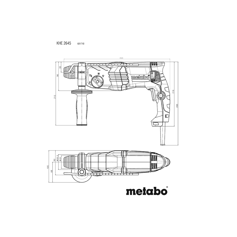 Metabo Kombihammer KHE 2645, 850 Watt, im Koffer