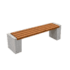 BETY Sitzbank ohne Rückenlehne aus Beton und Holz, LxBxH 1710 × 380 × 450 mm