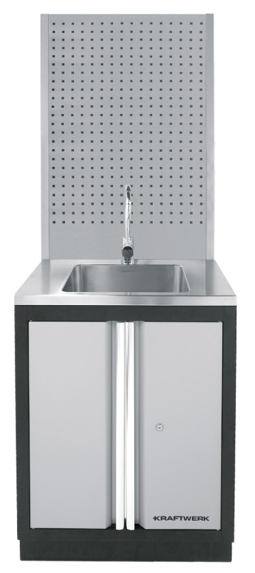 KRAFTWERK SANITORY Unterschrank mit Edelstahlspülbecken, BxTxH 680 x 615 x 1962 mm