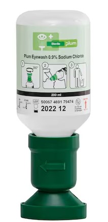 Flacon de rinçage oculaire avec solution stérile de chlorure de sodium Plum 4691, 200 ml, 75 x 220 mm
