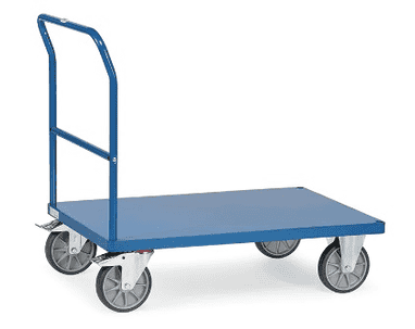 Fetra Chariot à barre de poussée avec plate-forme en tôle d'acier, capacité de charge jusqu'à 600 kg, quatre dimensions différentes