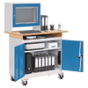 Bedrunka+Hirth Mobiler Computerschrank mit Holzauflage und Monitoraufsatzgehäuse für 24" Monitor, 1200 x 600 x 1660 mm