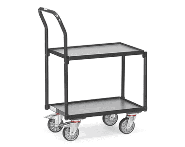 Etagen-Roller "GREY EDITION", mit 2 Böden aus Holz, mit 15 mm Rand, mit Rohrschiebebügel, 747 x 414 x 970 mm