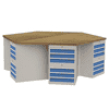 Bedrunka+Hirth 6-Eck-Werkbank mit 6 Schubladenschrank, BxTxH 2500 x 2165 x 859 mm 