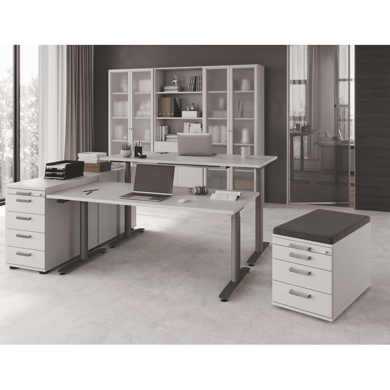 Aktenschrank Rhone mit Milchglastüren, 800 x 420 x 2004 mm, Rahmen silber, in diversen Farben