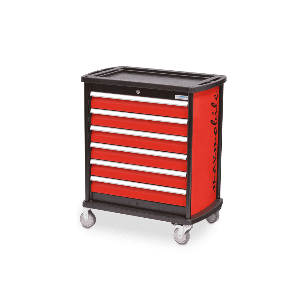 Bedrunka+Hirth Mobiler Werkstattwagen maxmobile 1, R 24-12, RAL 3020 mit 6 x 100 mm Schubladen