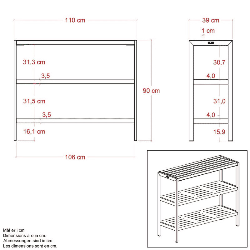 PLUS Table-barbecue Trend avec jardinière en ThermoWood®, L x L x H 1100 x 390 x 900 mm